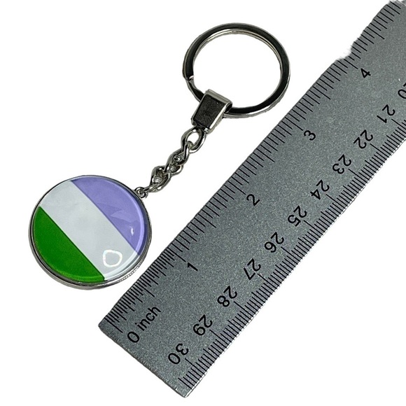 Keychain LGBTQ+ genderqueer pride flag colors NWOT - Picture 4 of 4